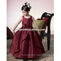 dark red with handmade flowers children dresses girls flower girl dresses 1035